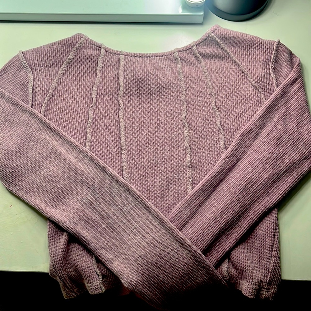 purple cropped tight knit top